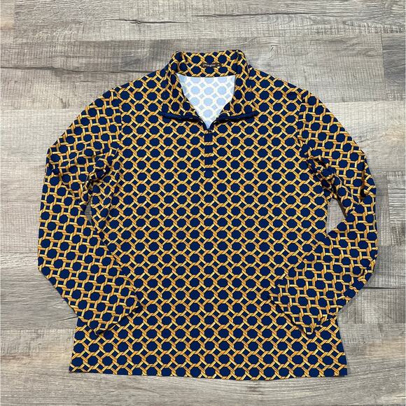 J McLaughlin Size XL Nylon Catalina Cloth Quarter Zip Pullover Chain Link Top - Picture 8 of 9